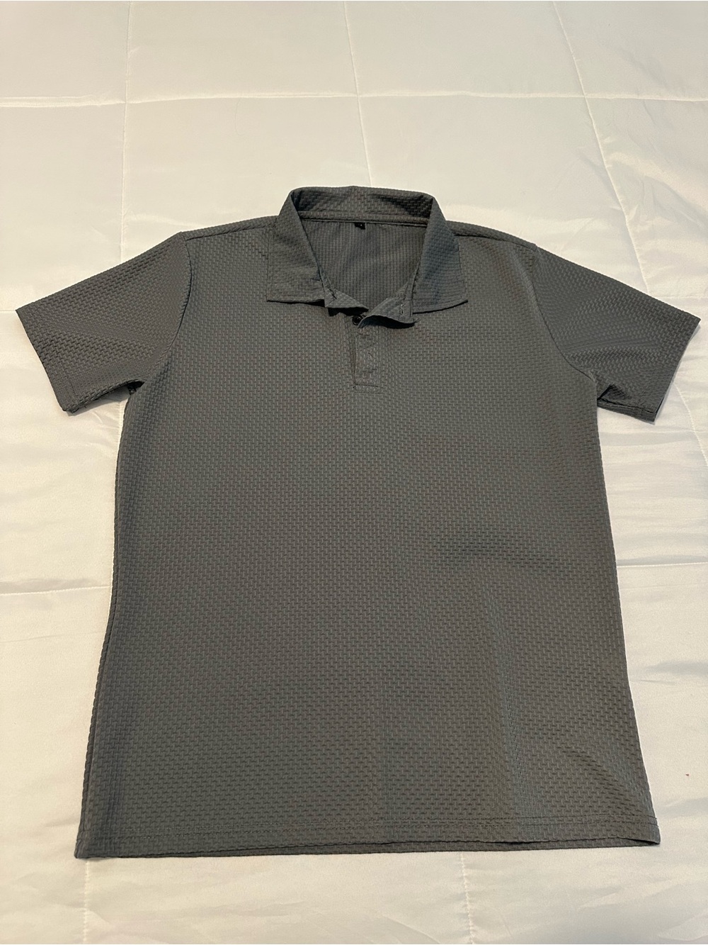 Men's Gray Textured Polo Shirt